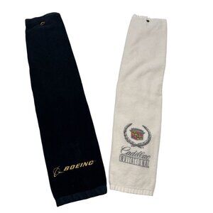 Vintage Boeing & Cadillac Invitational Golf Towels Set of 2 Made in USA